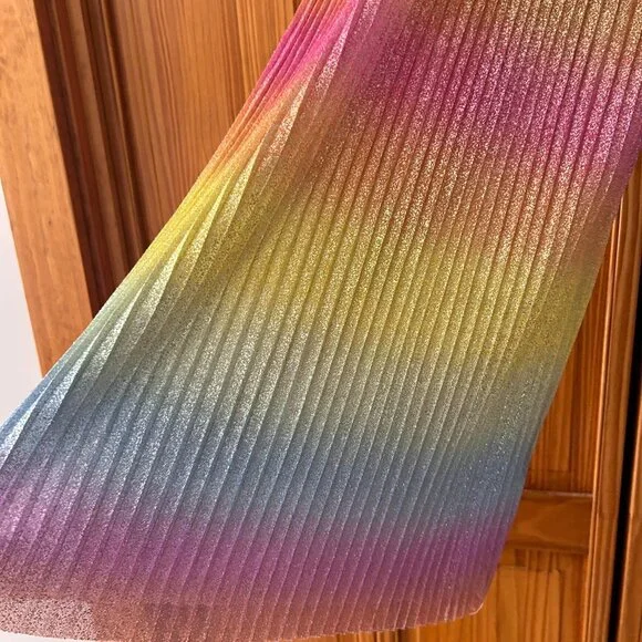 ASOS Glitter Ombré Rainbow Midi Dress Long Sleeves - Picture 6 of 10